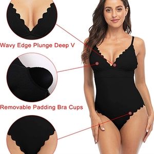 NWT ♡ SOCIALA Scalloped Padded High Cut One Piece Swimsuit